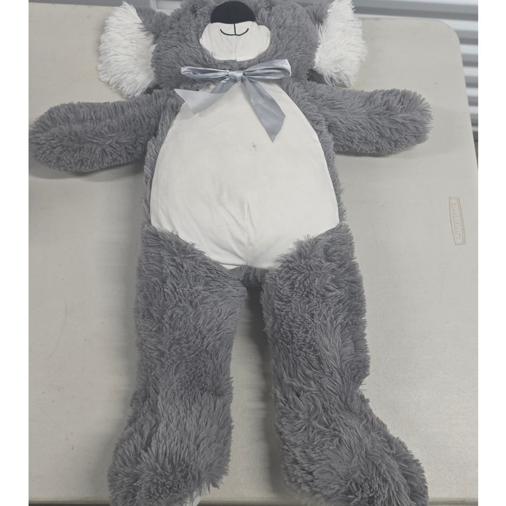 Goffa International Large Shaggy Gray Koala Plush Stuffed Animal Silver Bow